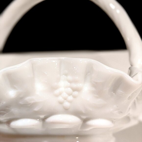 Westmoreland Milk Glass Basket with Grape Motif - Picture 3 of 6